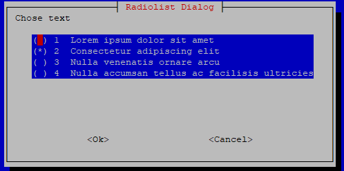Radiolist Dialog