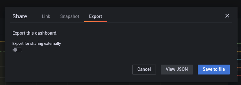 Dashboards export