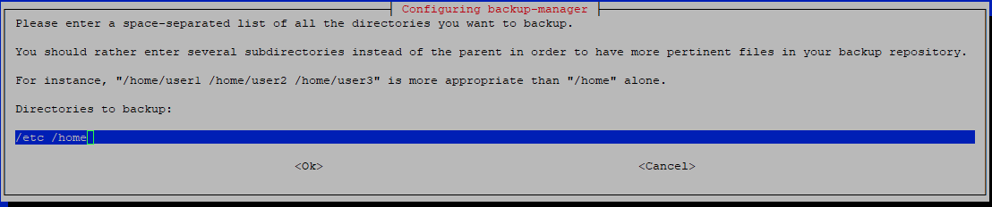 Configuring backup-manager