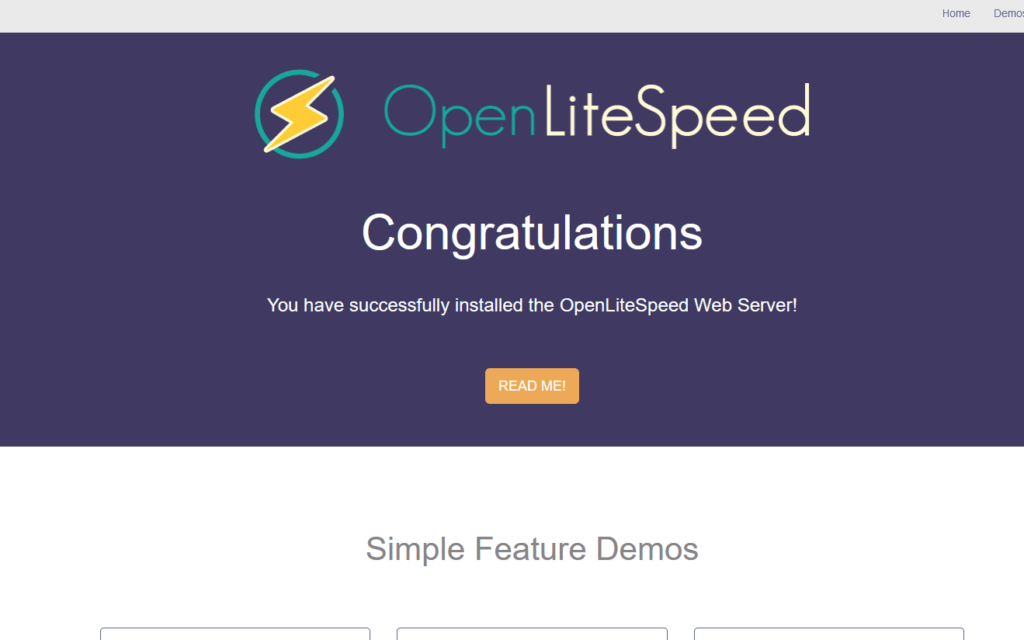 OpenLiteSpeed welcome page
