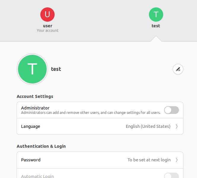 ubuntu account settings