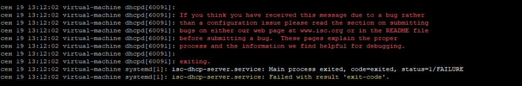 Ошибка запуска isc-dhcp-server.service