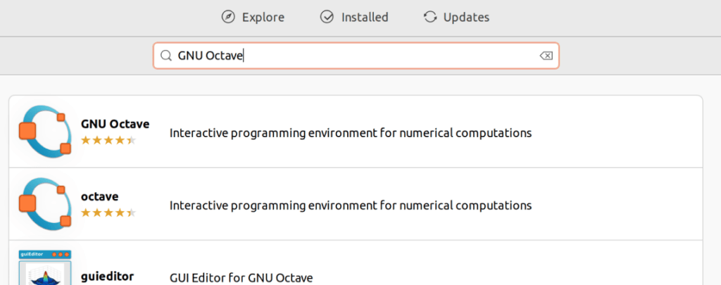 Поиск GNU Octave в списке программного обеспечения