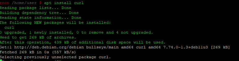 Установка curl в Debian