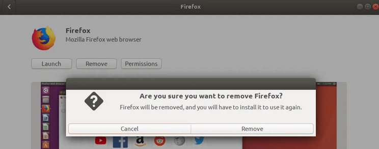 Подтверждение удаления Firefox