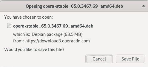 Скачать пакет Opera Debian