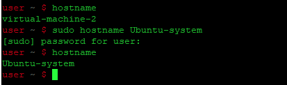 Установить новое имя хоста с помощью команды hostname