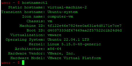 Вывод команды hostnamectl