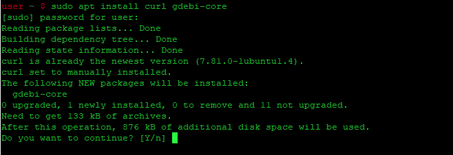 sudo apt install curl gdebi-core