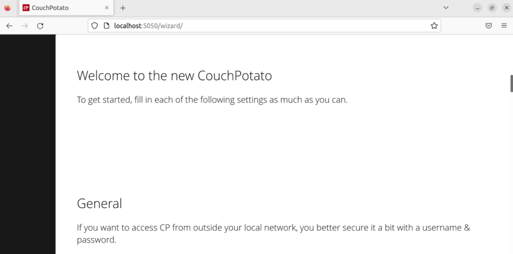 Доступ к веб-интерфейсу CouchPotato
