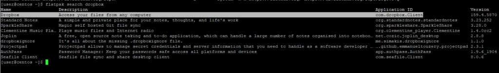 sudo flatpak search dropbox