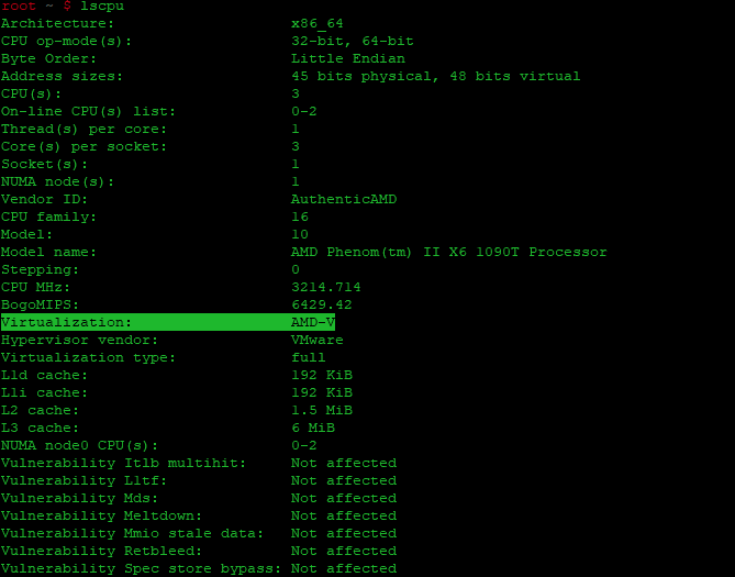 lscpu command