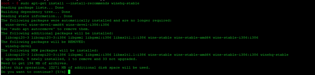 Установка пакета winehq-stable на Ubuntu