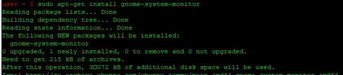 Установка GNOME System Monitor с помощью apt