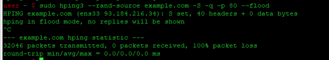 Пример работы hping3