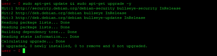 sudo apt-get update && sudo apt-get upgrade -y