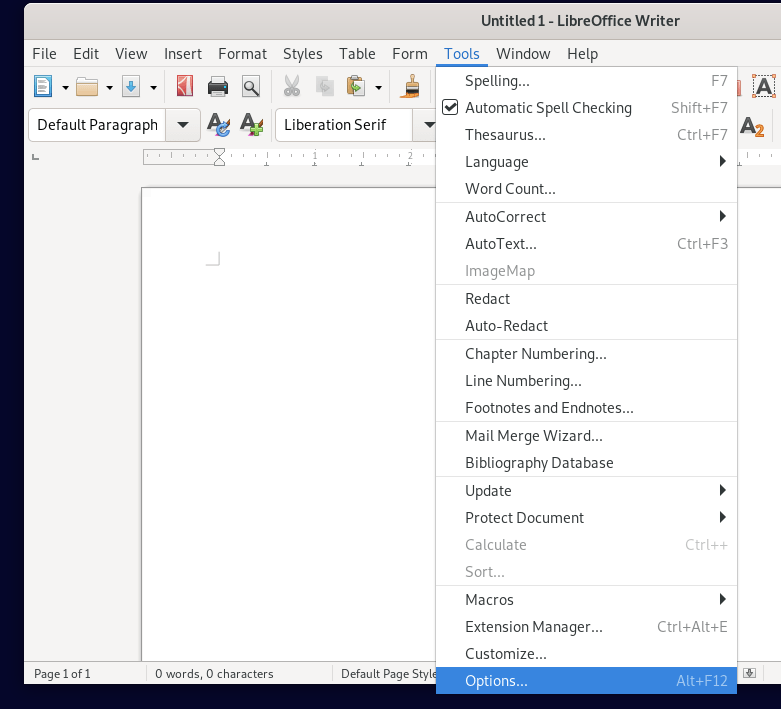 LibreOffice Tools - Options