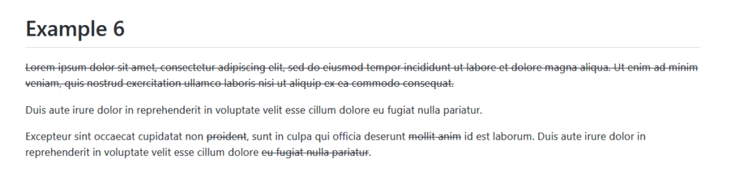 зачеркивание всего абзаца, а также некоторых слов абзаца