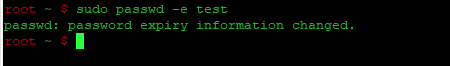 истечение срока действия пароля с помощью команды passwd