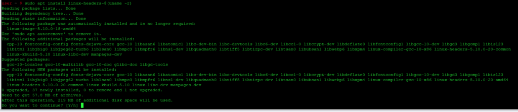  sudo apt install linux-headers-$(uname -r)