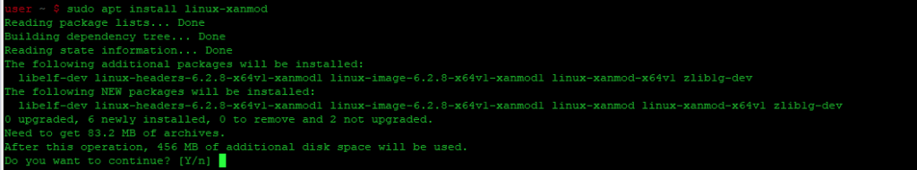 sudo apt install linux-xanmod