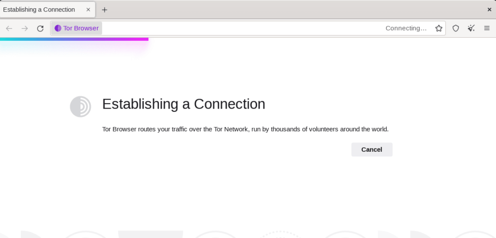 Переход на целевую страницу Tor Browser по умолчанию