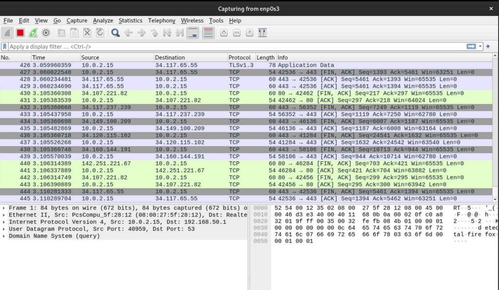 пример мониторинга wireshark на debian linux