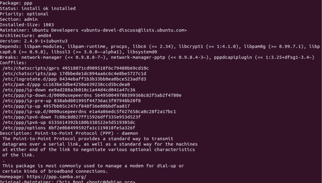 пример dpkg s ppp на ubuntu linux