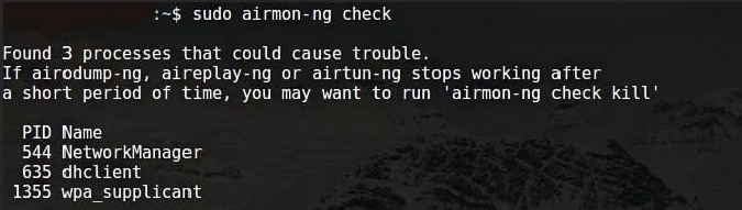 sudo airmon-ng check